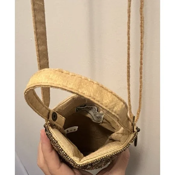 Beaded Bling Evening Bag Clutch Wallet Pocket Crossbody Strap Wristlet Bamboo - Picture 6 of 8